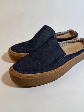 TOMS Navy Jean Slip-On Shoes